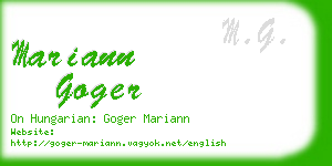 mariann goger business card